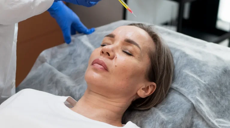 high-angle-woman-getting-prp-injection-clinic